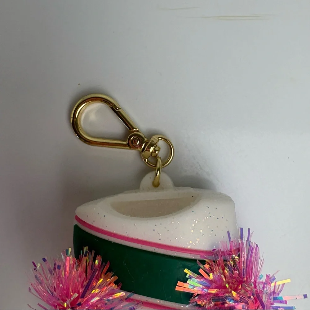 Bath and body works pocketbac holder white pink and green cheerleader with poms
